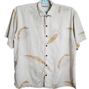 Tommy Bahama Shirt Mens XXL 2XL Yellow 100% Silk Floral All Over Print Hawaiian